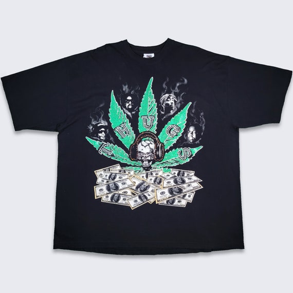 Rap Vintage 00s Thugs Marijuana Weed Money T-Shirt - Eazy E - 2pac Tupac - Biggie Smalls - Mac Dre - RIP - Size 3XL ( XXL ) - Free Shipping