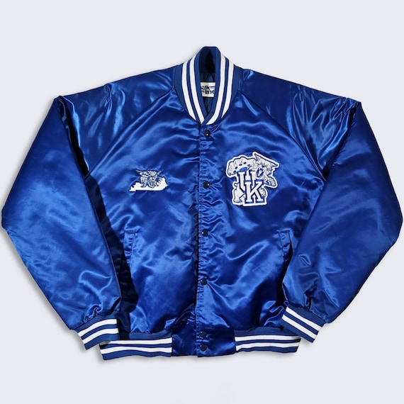 Kentucky Wildcats Vintage 80s Chalk Line Satin Bomber Jacket - UK