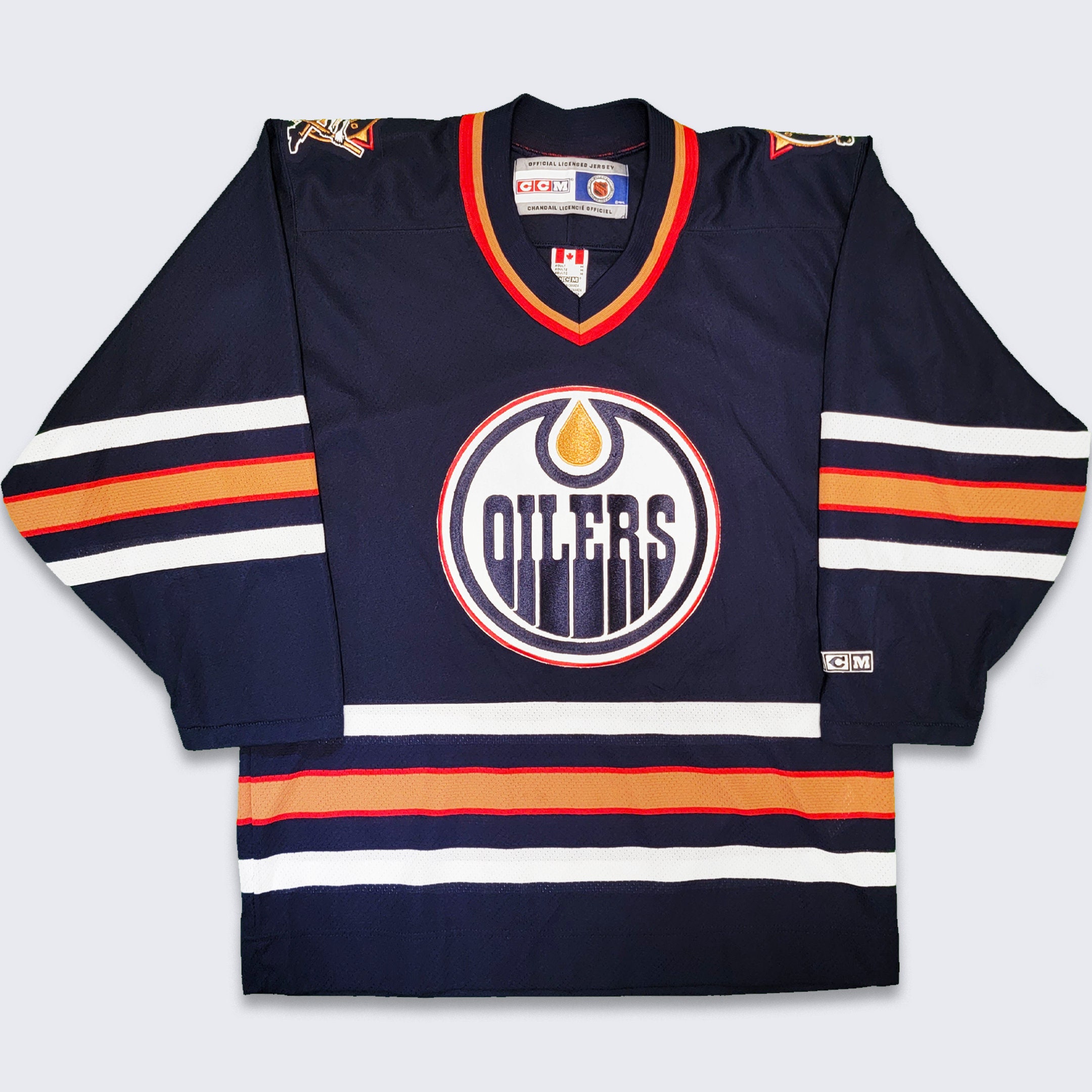 Edmonton Oilers CCM Vintage Jersey Size Small White NHL Hockey Sewn