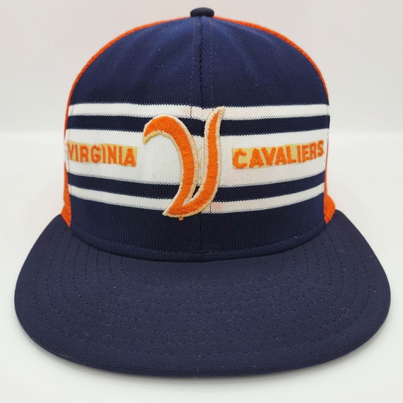 Virginia Cavaliers Vintage 80s Trucker Snapback Hat - AJD University College Blue & Orange Baseball Cap  - One Size Fits All - Free SHIPPING