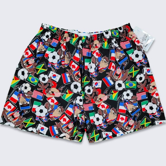 World Cup Soccer Vintage 90s Taz Looney Tunes Boxer Shorts Underwear - NWT Deadstock   Made in USA - Size Men's Extra Large - Free SHIPPING