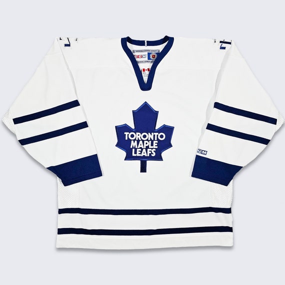 Toronto Maple Leafs Vintage CCM Hockey Jersey - Made in Canada - Blue and White NHL Uniform Shirt - Size Men's Xl - FREE Shipping