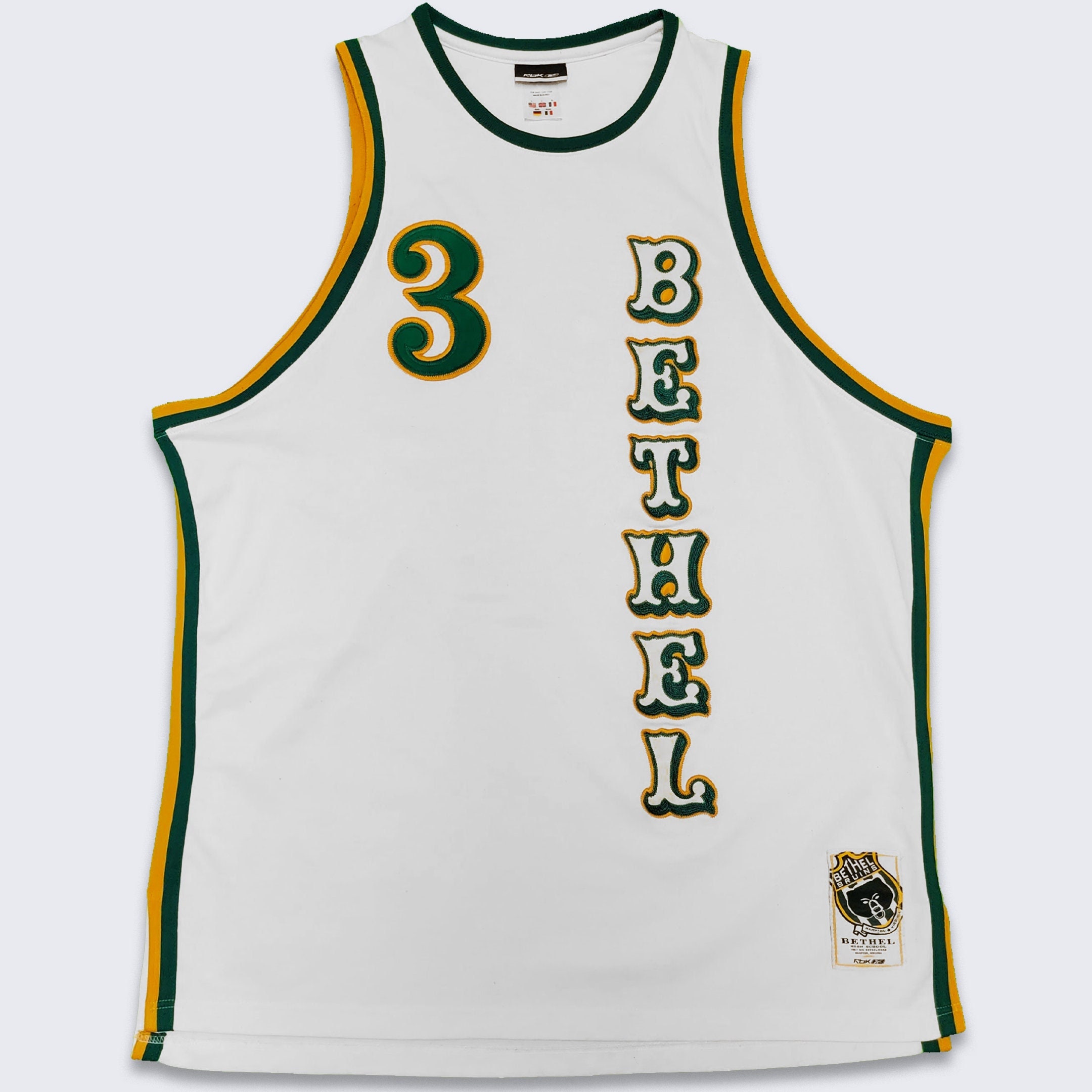 HolySport Indiana Pacers Vintage Brad Miller Reebok Basketball Jersey - White, Yellow and Green Jersey - NBA Licensed - Size Men's XL 