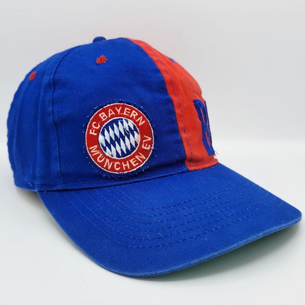 Bayern Munchen Vintage 90s Snapback Hat - Blue & Red Color Cap - Green Under Bill - Stitched on Logo - One Size Fits All - FREE SHIPPING