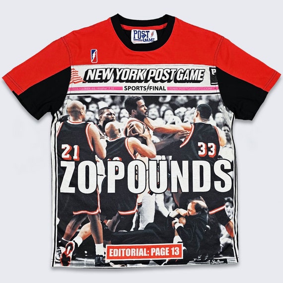 Miami Heat Vintage Alonzo Zo Mourning Post Game Basketball Shirt - Famous Fight vs Knicks - NBA Tee - Size Men's Large - FREE SHIPPING