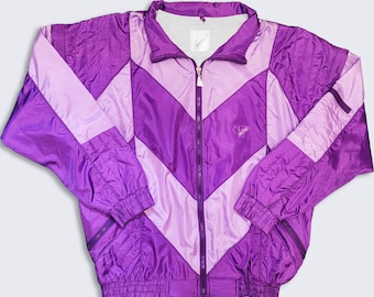 Pandora Vintage 90s Pink & Purple Windbreaker Jacket - Color Block - Zip Off Sleeves - Size Men's Extra Large - FREE SHIPPING