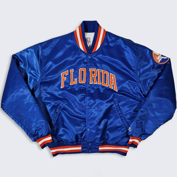 Florida Gators Vintage 80s Starter Satin Bomber Jacket - Made in USA - University College Coat - Men's : Extra Large ( XL ) - Free Shipping