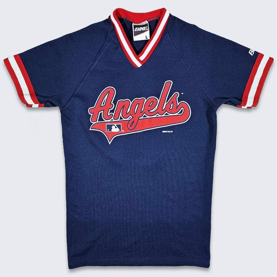 California Angels Vintage 90s Bike YOUTH Baseball Jersey - Navy Blue & Red  Athletic Uniform Shirt - Youth Size Large - Free Shipping