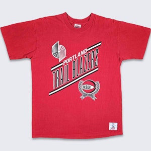Portland Trail Blazers Vintage 90s Nutmeg Mills T-Shirt - Rip City - NBA Basketball Single Stitch Red Tee - Size Men&#39;s XL - FREE Shipping