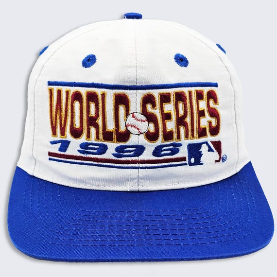 World Series Vintage 90s Logo Athletic Baseball Snapback Hat - New York Yankees vs Atlanta Braves - 1996 MLB - One Size - Free SHIPPING