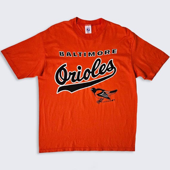 Baltimore Orioles Vintage 80s Logo 7 T-Shirt - Single Stitch MLB Baseball Orange Tee - Size Men's : Extra Large ( XL ) - FREE Shipping