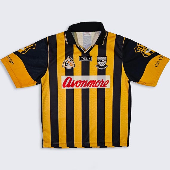 Kilkenny Cill Chainnigh Vintage 90s Ireland Gaelic Hurling Soccer Jersey - O'Neill's 1998 /99 Striped Kit Shirt - Men's : L- FREE SHIPPING