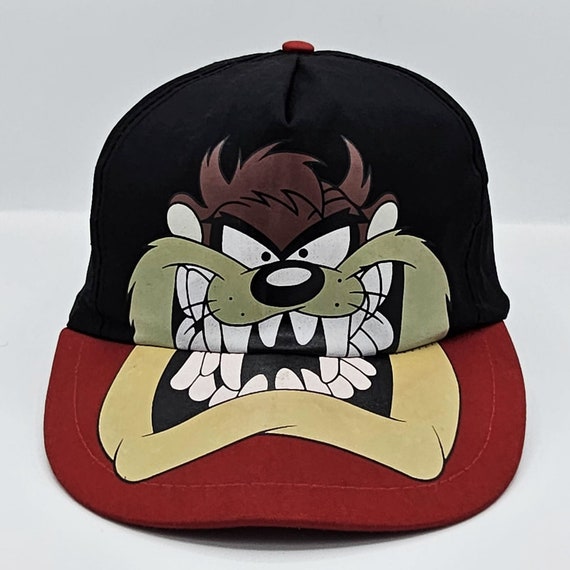 Taz Vintage 90s Looney Tunes Snapback Hat - Black Cartoon Baseball Style Cap - Character Face Printed on Front - One Size - FREE SHIPPING