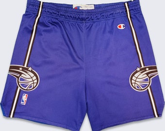 Orlando Magic Vintage Champion Basketball Shorts - Blue, Black and White Color Shorts - NBA Product - Men's Size : Large - FREE SHIPPING