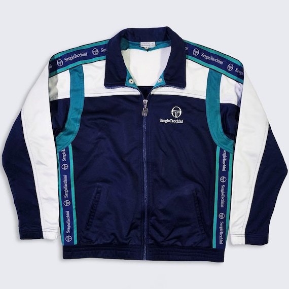Sergio Tacchini Vintage 90s Italy Color Block Track Jacket - Multi Color Light Weight Coat - Men's Size : Medium ( M ) - FREE SHIPPING