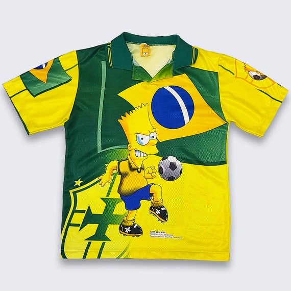 VINTAGE Brasil Brazil Jersey Adult Large Yellow Green Soccer FIFA World Cup  Mens