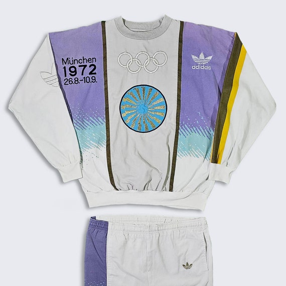 Adidas Vintage 90s Olympics Full Track Suit - Includes Both Sweatshirt & Joggers Pants - Extremely Rare - Men's Size Small - FREE SHIPPING