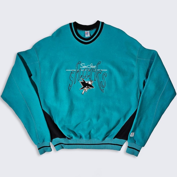 San Jose Sharks Vintage 90s The Game Sweatshirt - Blue Color Pullover Shirt - Made in USA - Men's Size : 2XL ( XXL ) - Free Shipping