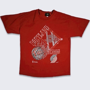 Portland Trail Blazers Vintage 90s Magic Johnson T T-Shirt - Rip City - NBA Basketball Single Stitch Pure Magic Red Tee - 2XL  FREE Shipping