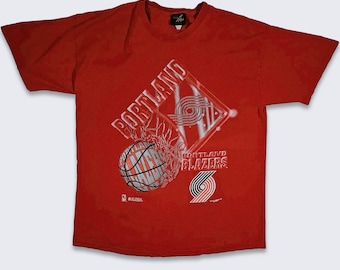 Portland Trail Blazers Vintage 90s Magic Johnson T T-Shirt - Rip City - NBA Basketball Single Stitch Pure Magic Red Tee - 2XL  FREE Shipping