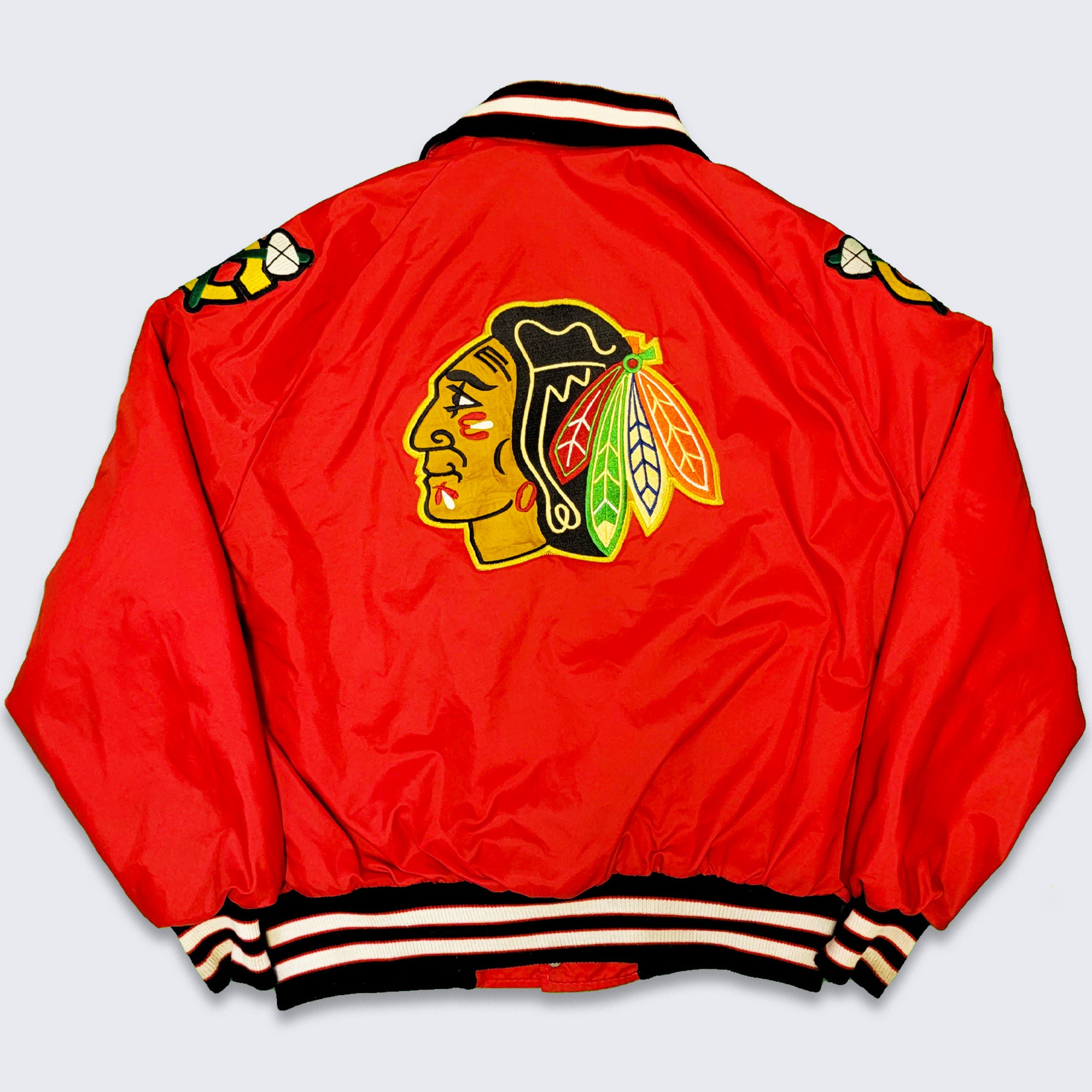 Vintage Chicago Blackhawks 70s Delong Bomber Jacket Red Nhl Hockey Coat  Men's