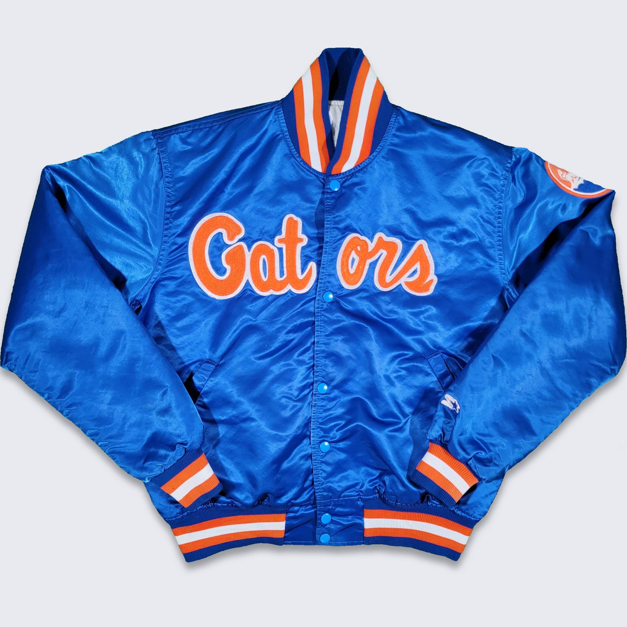 Florida Gators Vintage 80s Starter Satin Bomber Jacket Made in USA University College Blue Coat Size Men s Large Free Shipping