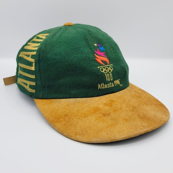 Atlanta Olympics Vintage 90s McDonald's Strapback Hat - Green & Yellow Cap - From 1996 Olympic Games - One Size Fits All - FREE SHIPPING -