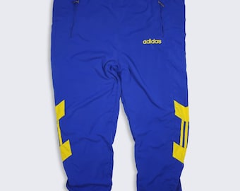 Adidas Vintage 90s Blue & Yellow Jogger Track Pants