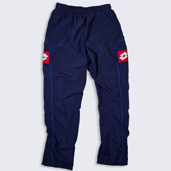 Lotto Vintage 90s Italy Blue Windbreaker Track Pants - Navy Blue Color Bottoms - Has Pockets - Youth XL - Fits Adult Small - FREE SHIPPING
