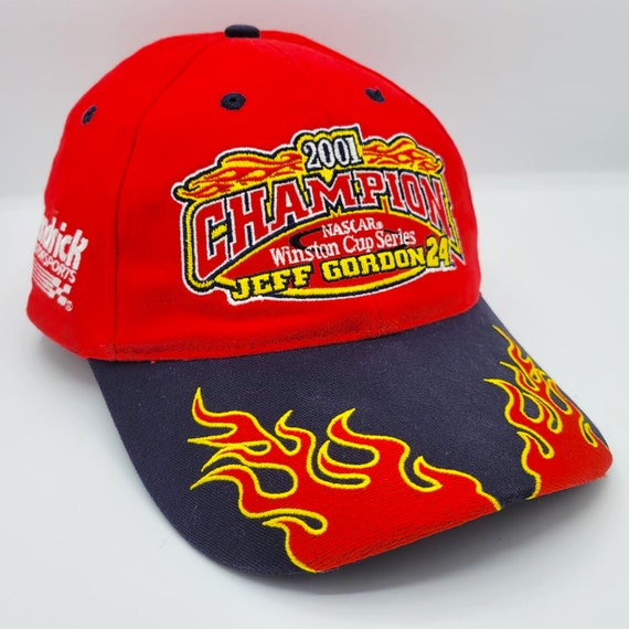 Jeff Gordon Vintage Y2K NASCAR Flames Fire Strapback Hat - Chase Authentics - 2001 Winston Cup Champion - One Size Fits All - FREE SHIPPING
