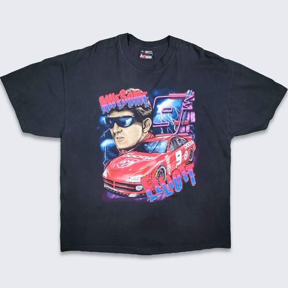 NASCAR Vintage Bill Awesome Elliot Lighting T-Shirt - Dodge - Chase Authentics Black Tee - 100% Cotton - Size Extra Large - Free SHIPPING