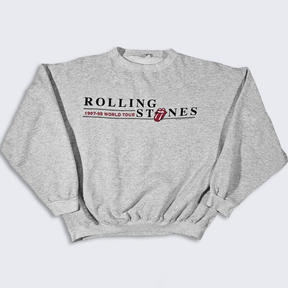 Rollings Stones Vintage 90s World Tour Rock Sweatshirt -Heather Gray - Sprint Sponsor - Band Tee - Men's Size : Medium ( M ) - Free Shipping