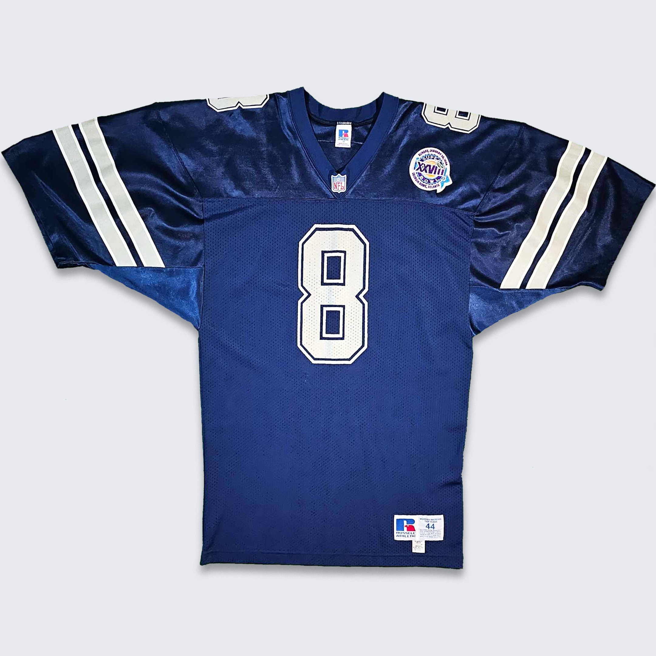 Dallas Cowboys Vintage 90s Troy Aikman Russell Football Jersey - Stitched -  NFL Football Blue Uniform Shirt - Size Men's Large FREE Shipping