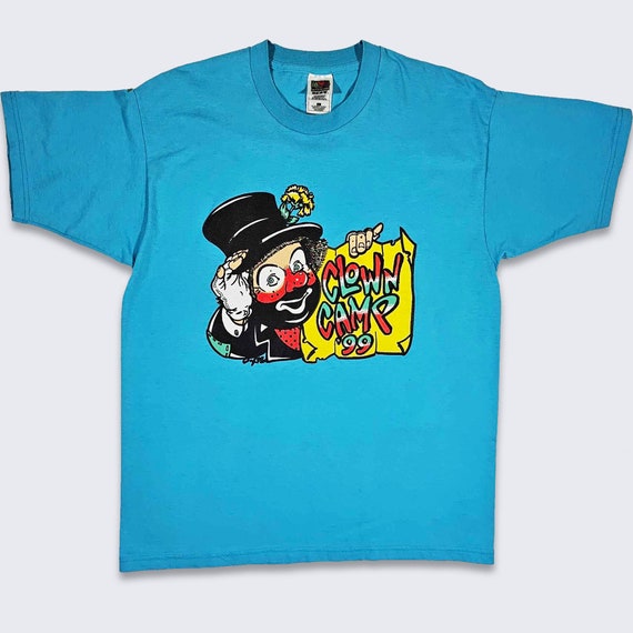 Clown Camp Vintage 90s Blue T-Shirt - Fruit of the Loom Best Tee - 1999 -  Men's Size Large - FREE SHIPPING