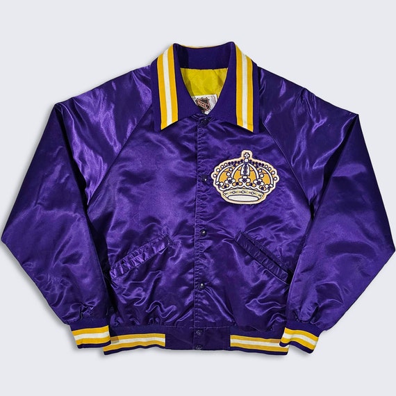 Los Angeles Kings Vintage 80s Starter Satin Bomber Jacket - Lakers Purple Colors - Kings Original Colors - Very Rare - Size M -FREE SHIPPING