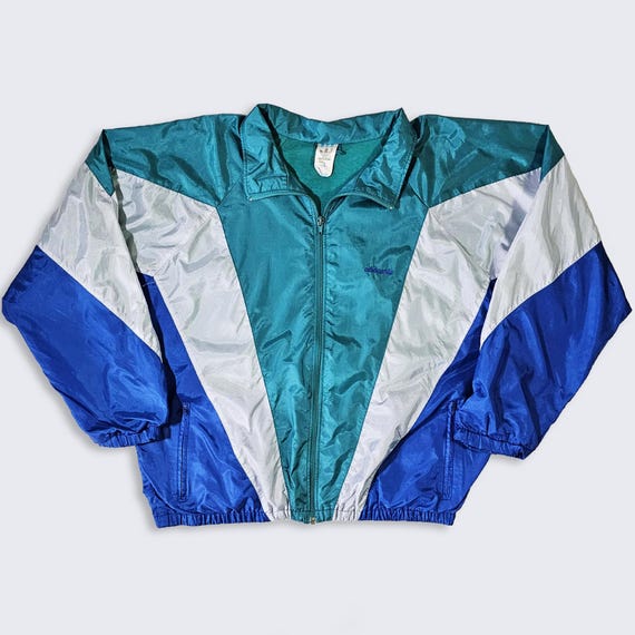 Adidas Vintage 90s Windbreaker Silky Track Jacket - Multicolor Lightweight Coat - Stitched On Logo - Size Men's: Small ( S ) - FREE SHIPPING