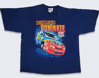 Jeff Gordon Vintage NASCAR Racing T-Shirt - Designed to Dominate Built to Conquer - Chase Authentics Blue Tee - Size 2XL - Free SHIPPING