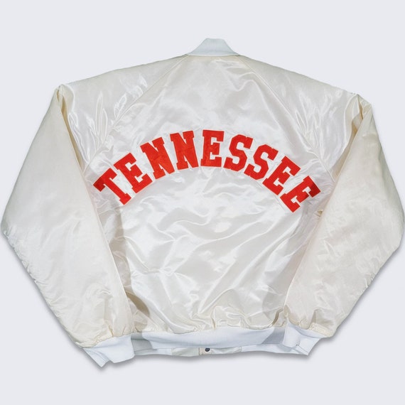 Tennessee Volunteers Vintage 80s Chalk Line Satin Bomber Jacket - UT Vols College University Football Coat -  Size Large - Free SHIPPING