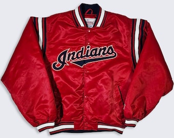 Cleveland Indians Vintage 90s Starter YOUTH Satin Bomber Jacket - Guardians - MLB Diamond Collection - Size: Youth Large (L) - Free Shipping