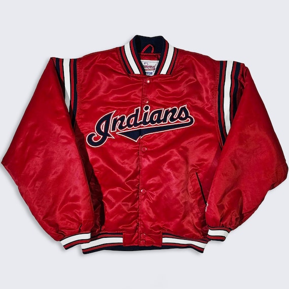 Cleveland Indians Vintage 90s Starter YOUTH Satin Bomber Jacket - Guardians - MLB Diamond Collection - Size: Youth Large (L) - Free Shipping