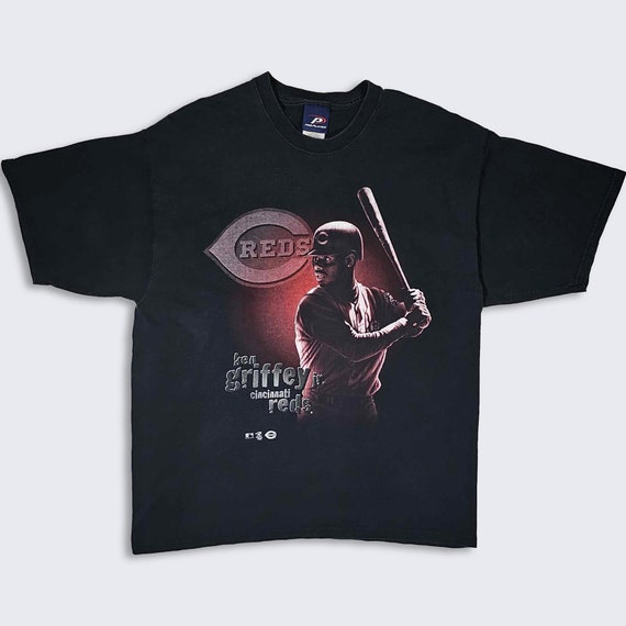 Cincinnati Reds Vintage Y2K Ken Griffey Jr T-Shirt - Pro Player MLB Baseball Black Tee - Size Men's : Extra Large ( XL ) - FREE Shipping