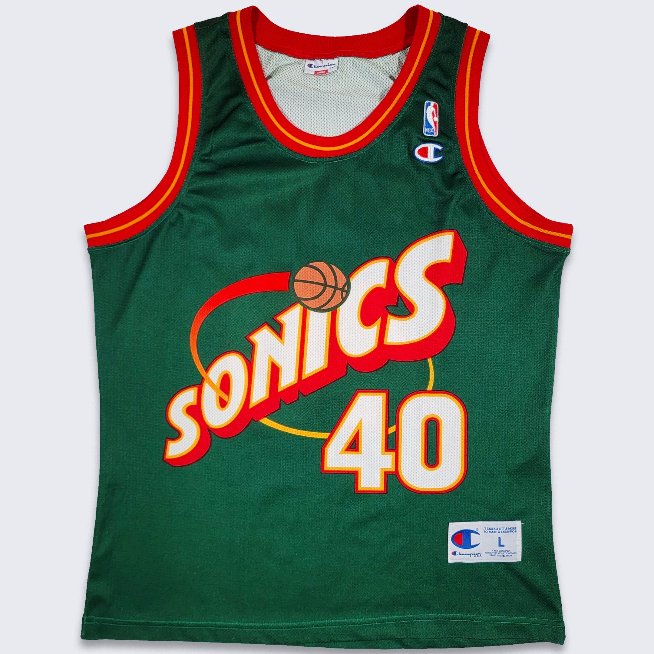 Vintage Shawn Kemp Seattle Sonics Champion Jersey 90s NBA