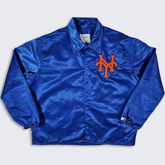 New York Mets Vintage 80s Starter Team Issued Coach's Jacket - MLB Baseball Satin Wind Breaker Lightweight Coat - Size : XL - Free Shipping