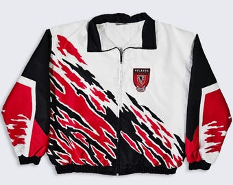Atlanta Falcons Vintage 90s Splash Jacket - Medium Weight - NFL Football Coat - Stitched On Logo - Men's Size : 2XL ( XXL ) - FREE Shipping
