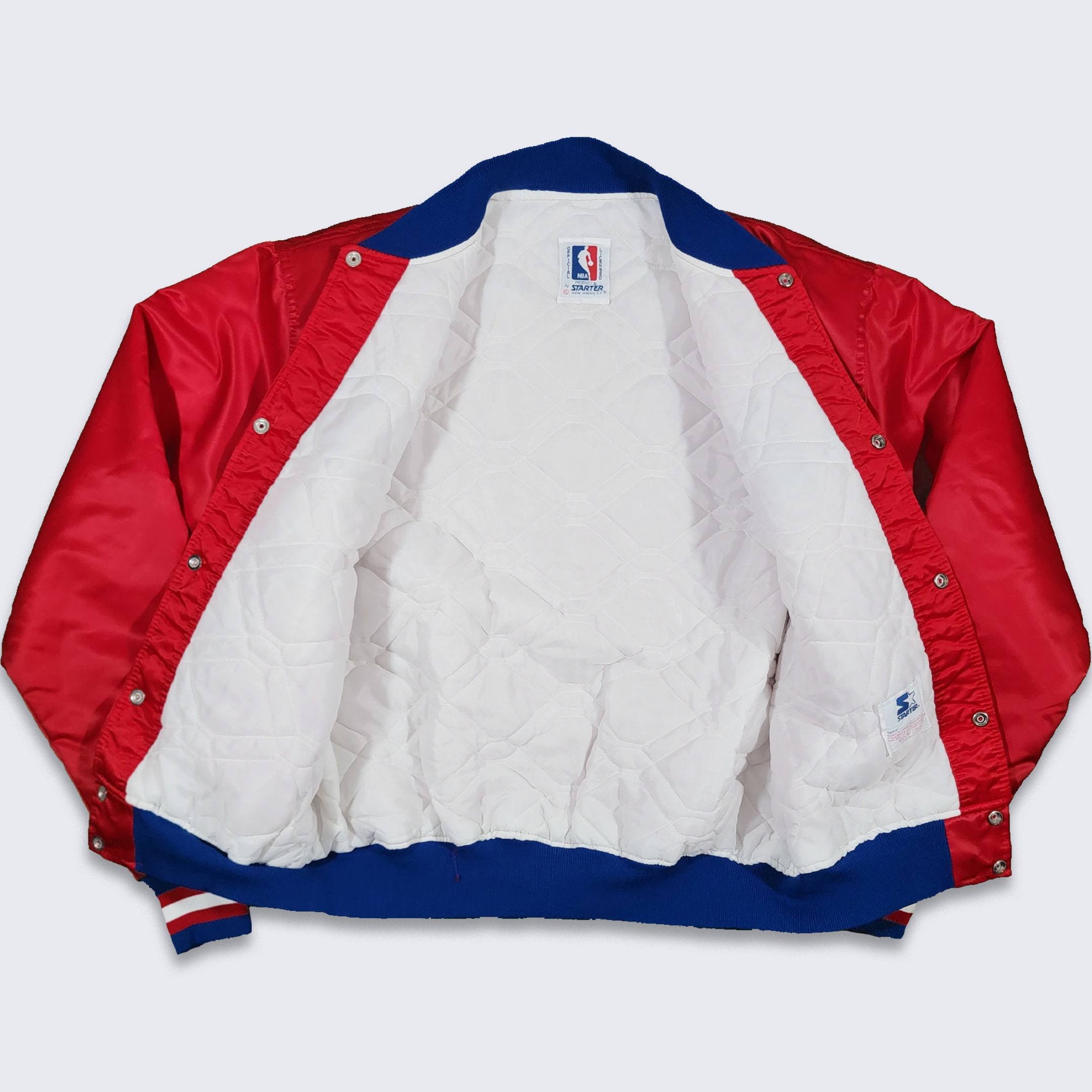 Portland Trail Blazers Vintage 80s Starter Satin Bomber Jacket - Very Rare - NBA Basketball Black Red Coat - Men's Size XL 