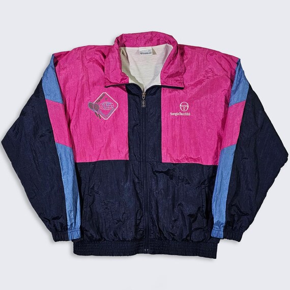 Sergio Tacchini Vintage 90s Tennis Champions Windbreaker Jacket - Athletic Coat - Zipper Closure - Men's Size : Medium ( M ) - FREE SHIPPING