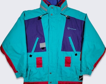 Sergio Tacchini スキーウェア 裏ボア vintage 上下セット Sergio Tacchini Vintage 90s Ski World Cup Jacket - Teal Blue