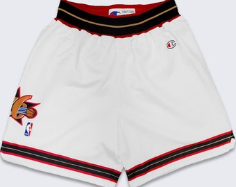 Philadelphia 76ers Vintage 90s Champion Basketball Shorts - Authentic Product - White Color Shorts - Men's Size 2XL - Free Shipping