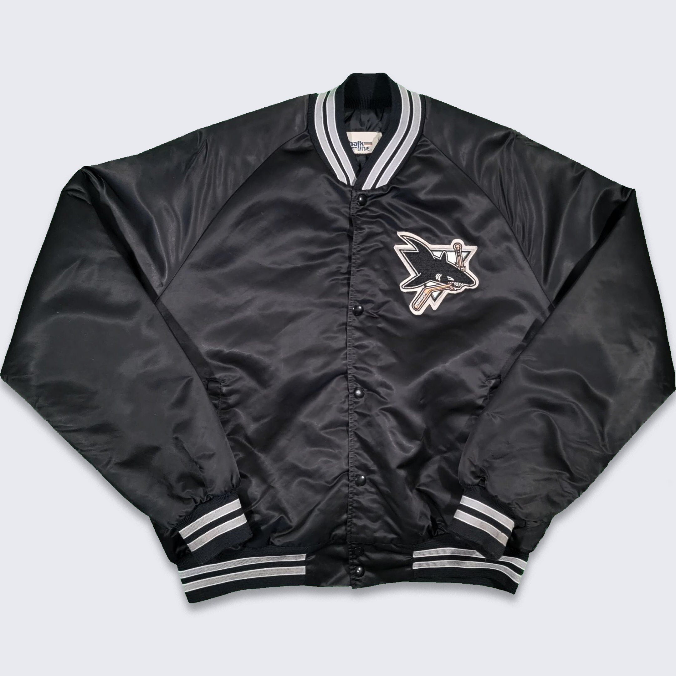 San Jose Sharks Vintage 90s Chalk Line Satin Bomber Jacket San Jose Sharks Vintage 90s Chalk Line Satin Bomber Jacket
