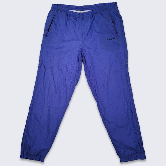 Adidas Vintage 90s Purple Jogger Track Pants - Has Pockets Unisex Style Stitched Logo Waist with Drawstring - Size XL or XXL - Free SHIPPING